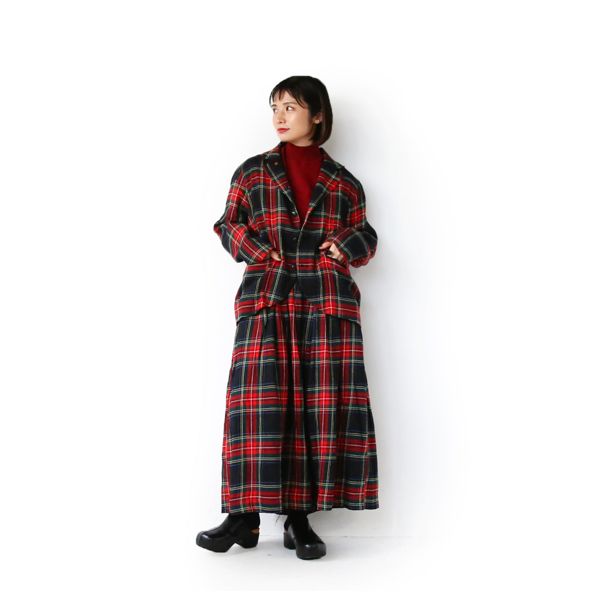 【ichi Antiquites】LINEN/WOOL TARTAN CHECK ジャケット